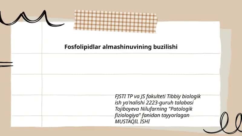 Fosfolipidlar almashinuvining buzilishi