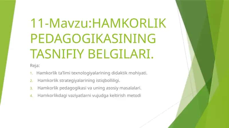 HAMKORLIK PEDAGOGIKASI