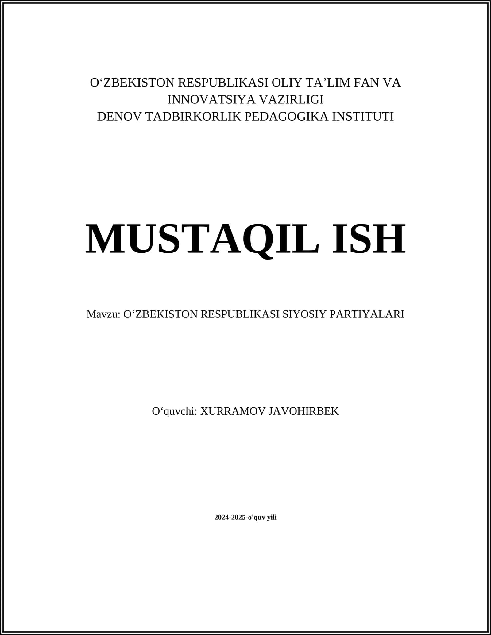 OʻZBEKISTON RESPUBLIKASI SIYOSIY PARTIYALARI