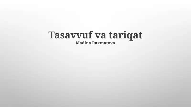 Tasavvuf va tariqat