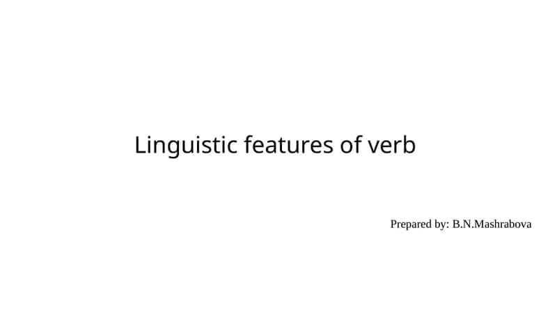 Linguistic features of verb