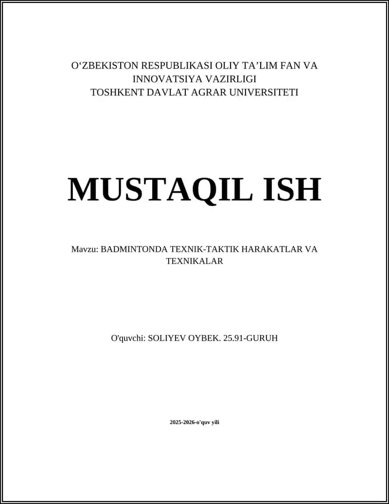 Xizmat texnikasi va taktikalari