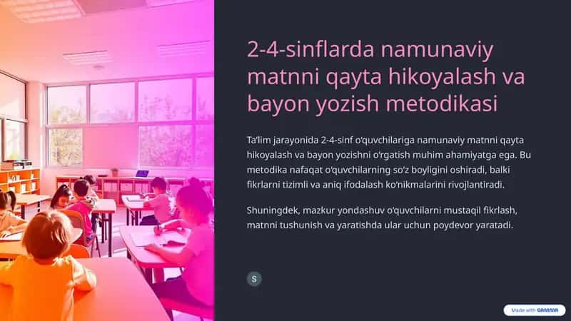 Namunaviy matnni qayta hikoyalash va bayon yozish metodikasi