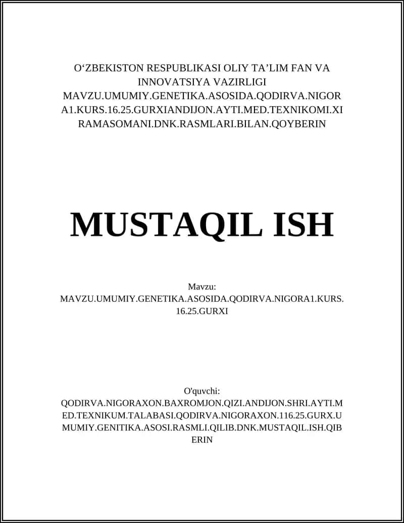 Umumiy Genetika Asoslari va Terminologiya