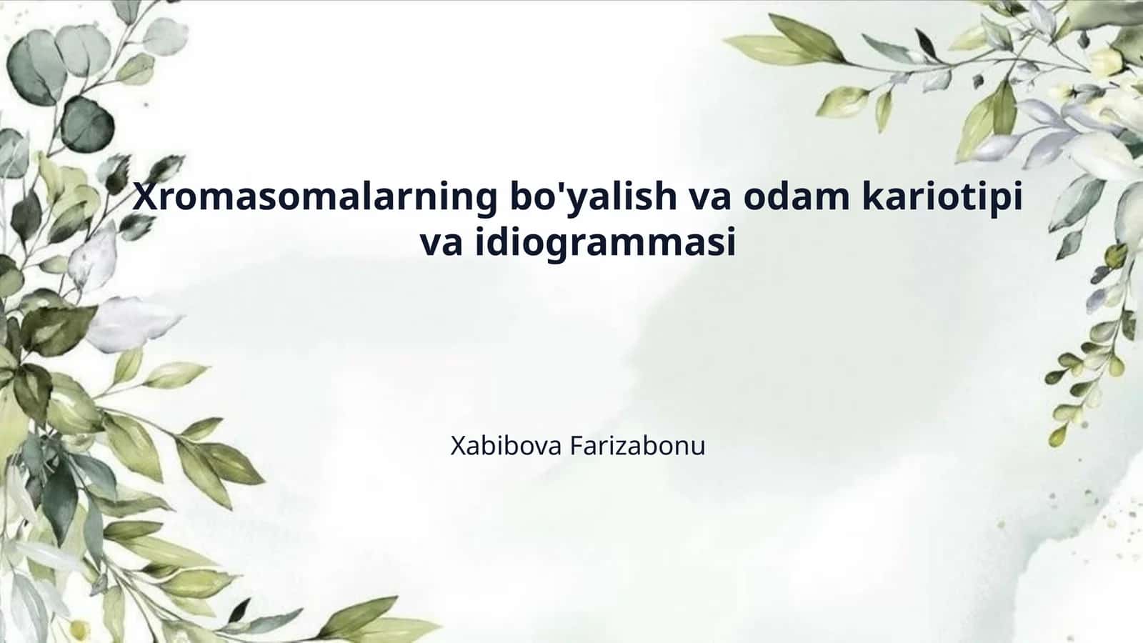 Xromasomalarning bo'yalish va odam kariotipi va idiogrammasi