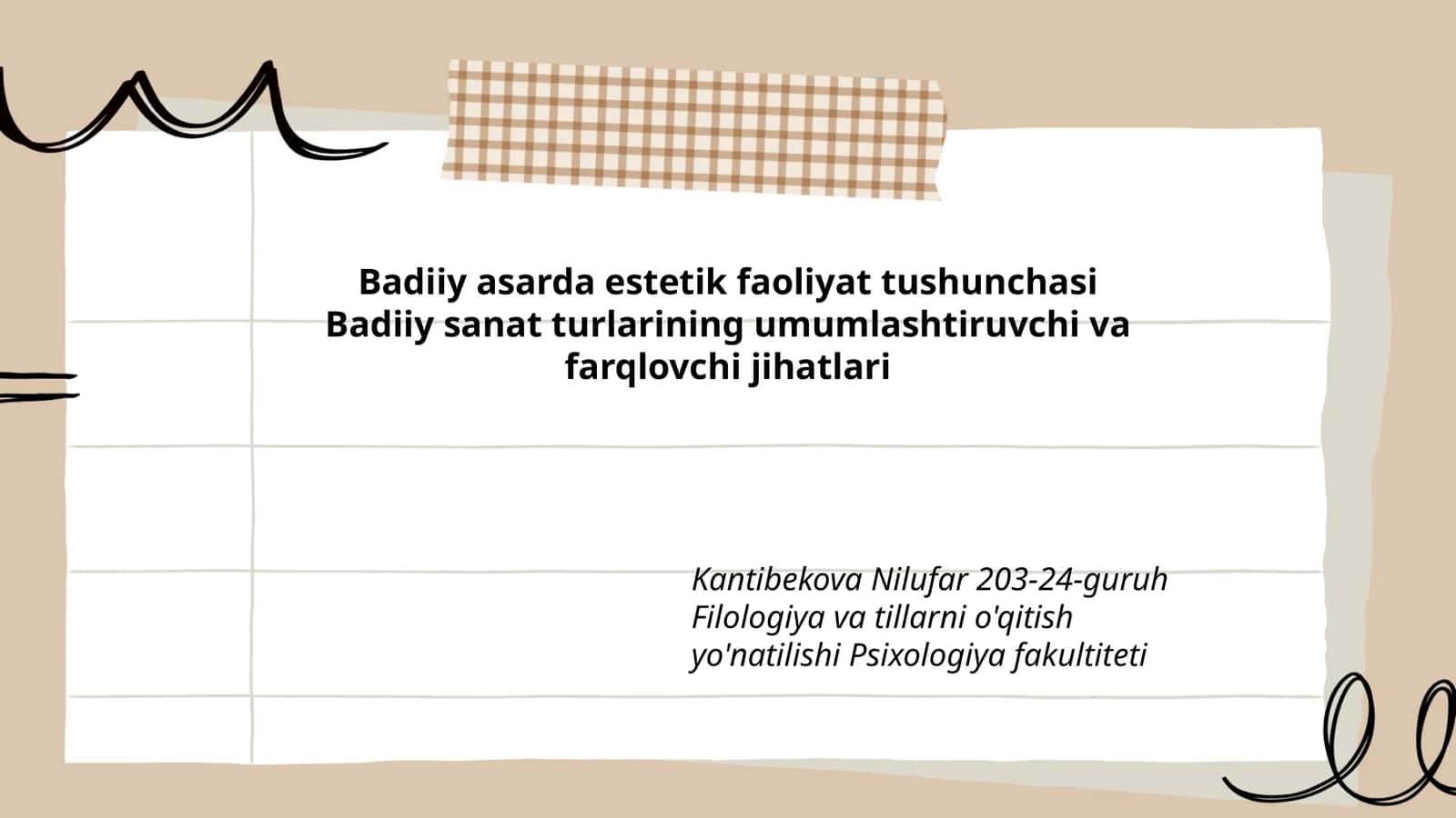 Badiiy asarda estetik faoliyat tushunchasi