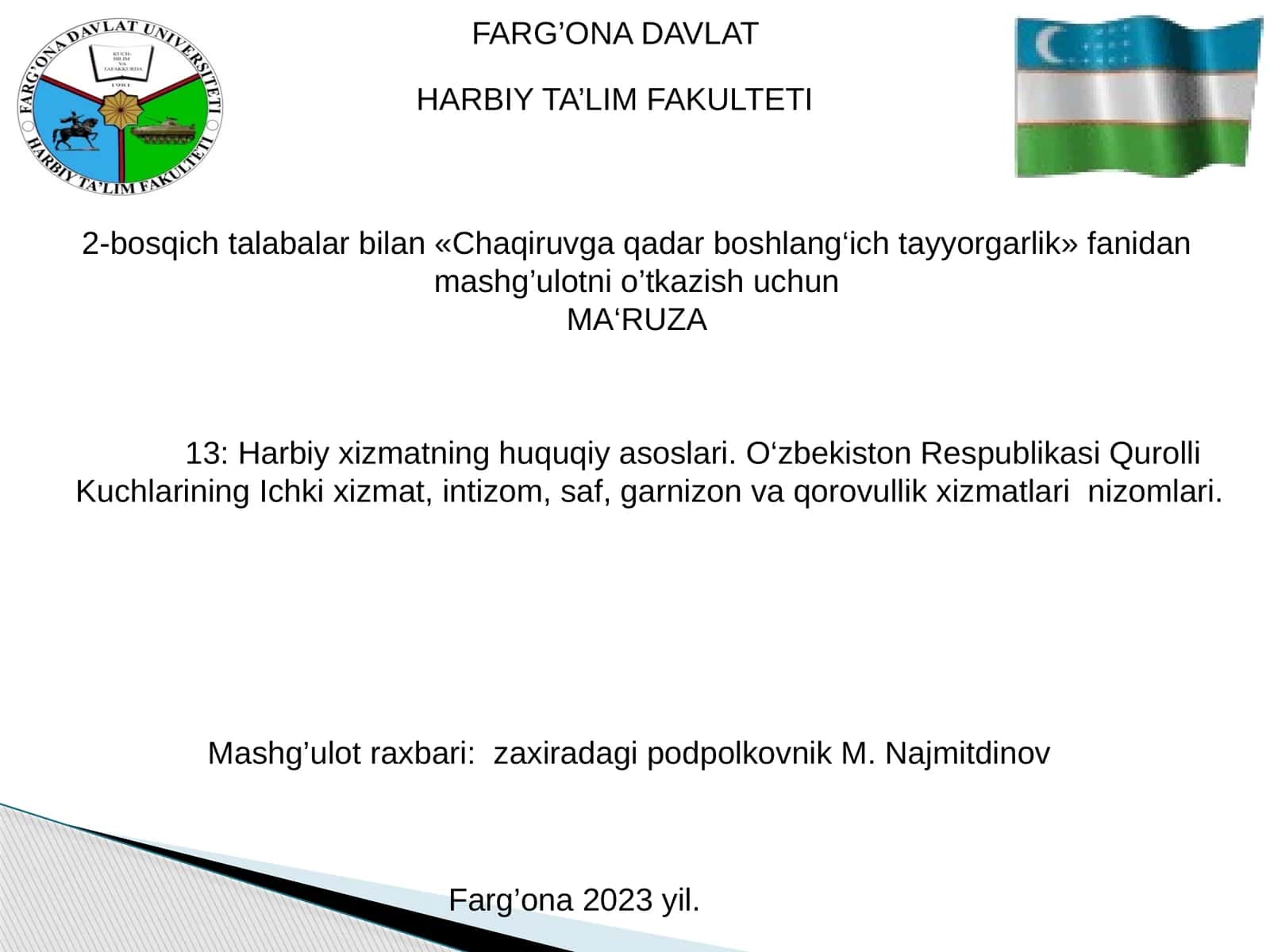 Harbiy xizmatning huquqiy asoslari