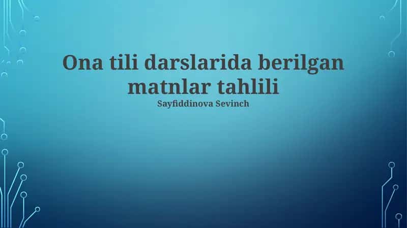 Matn ustida mustaqil ish