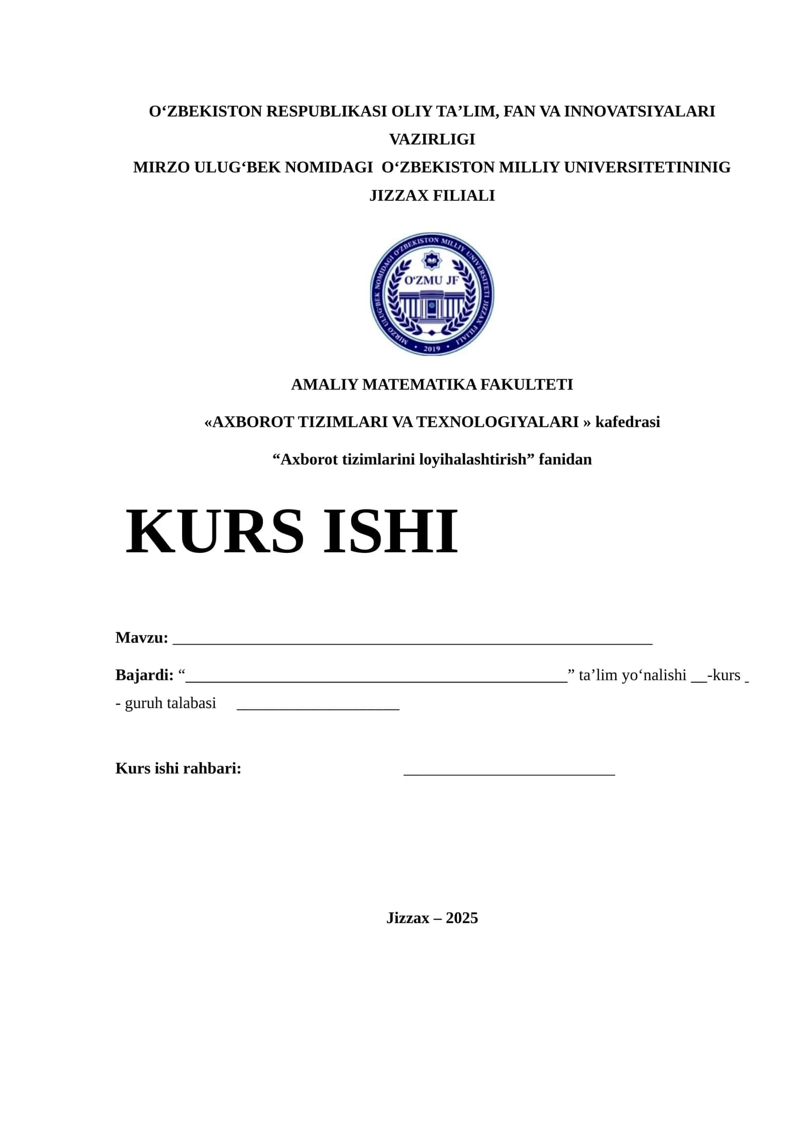Axborot tizimlarini loyihalashtirish