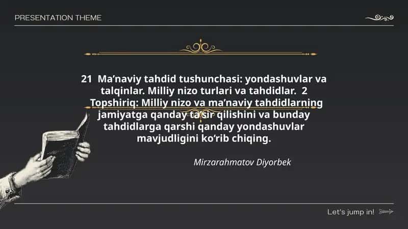 Ma’naviy tahdid tushunchasi: yondashuvlar va talqinlar