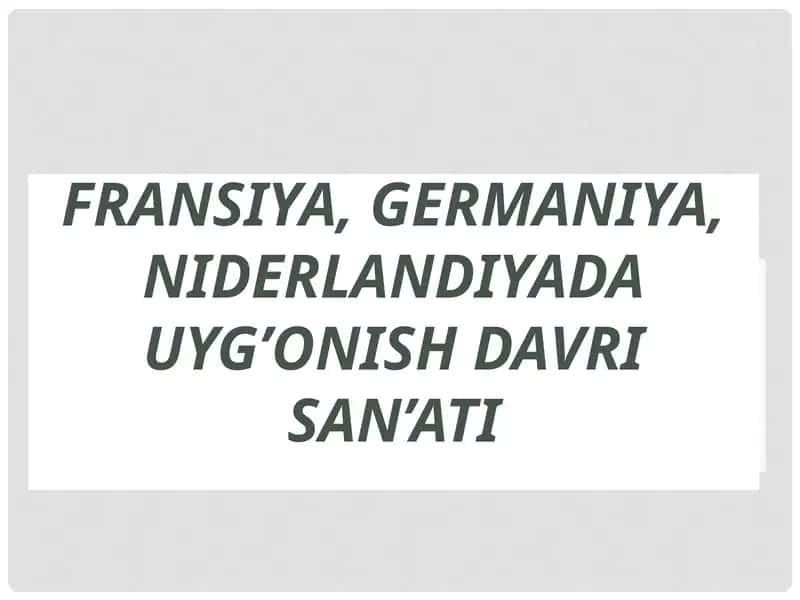 Fransiya,germaniya,niderlandiyadauyg’onishdavrisan’ati