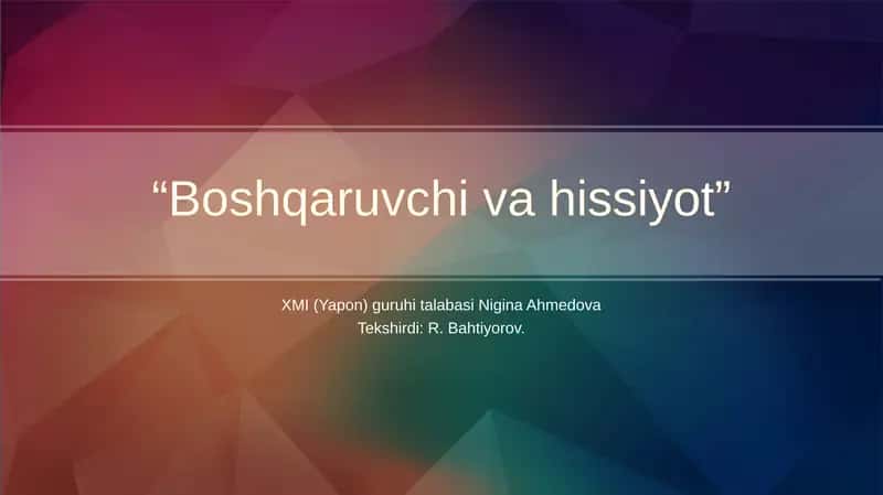 Boshqaruvchi va hissiyot