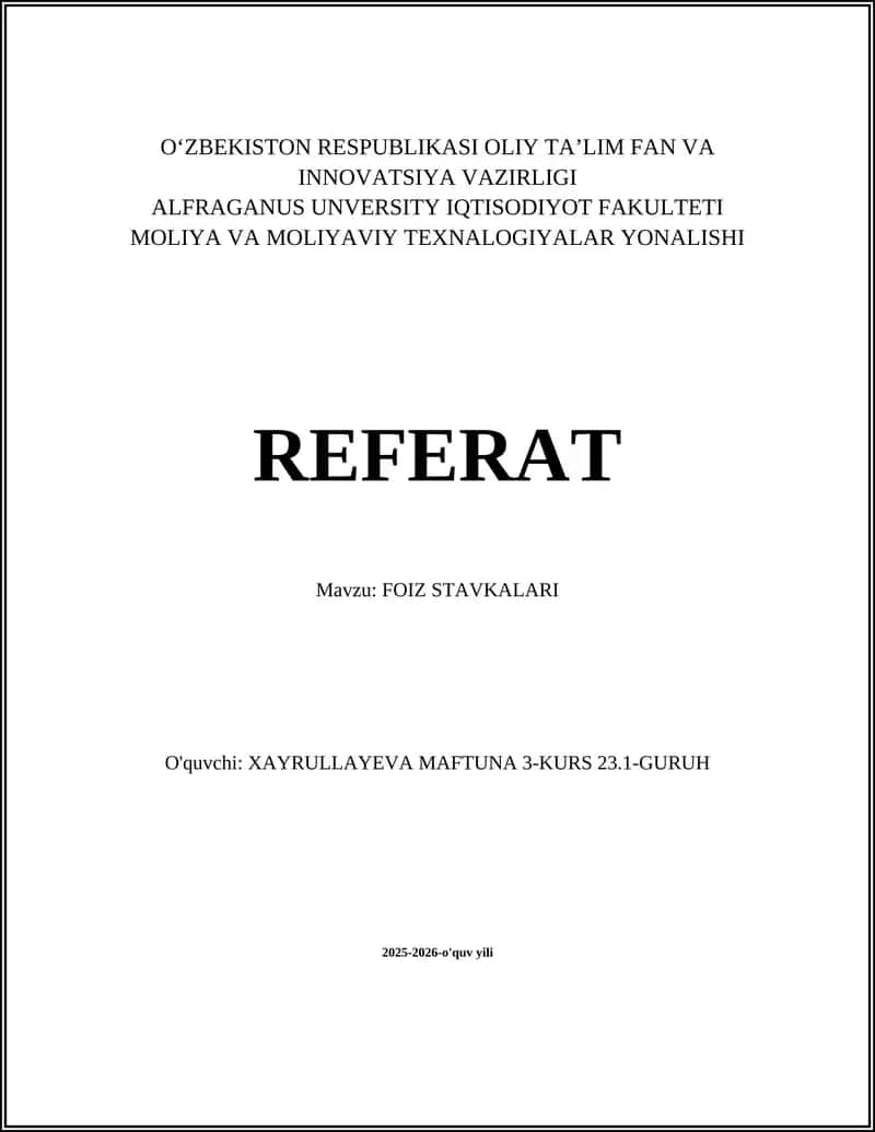FOIZ STAVKALARI