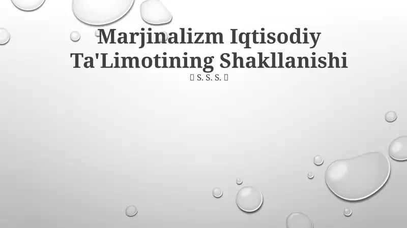 Marjinalizm Iqtisodiy Ta'Limotining Shakllanishi
