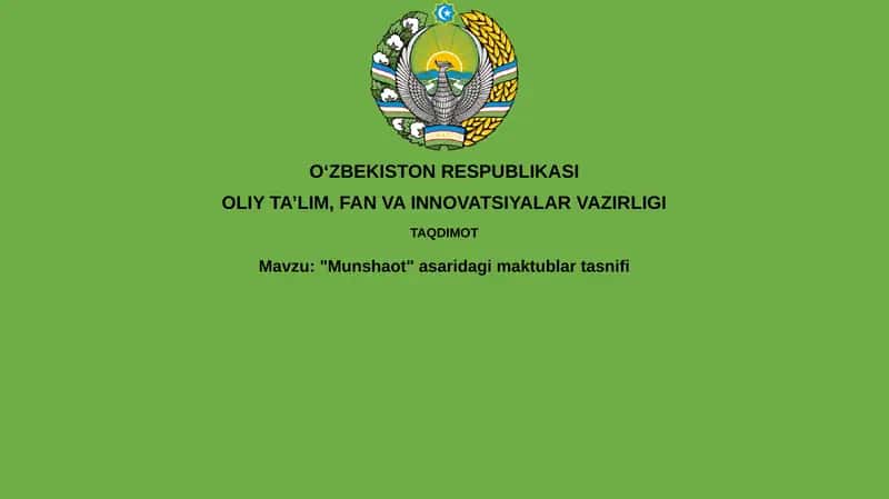 "Munshaot" asaridagi xatlarning tematik va janriy tasnifi