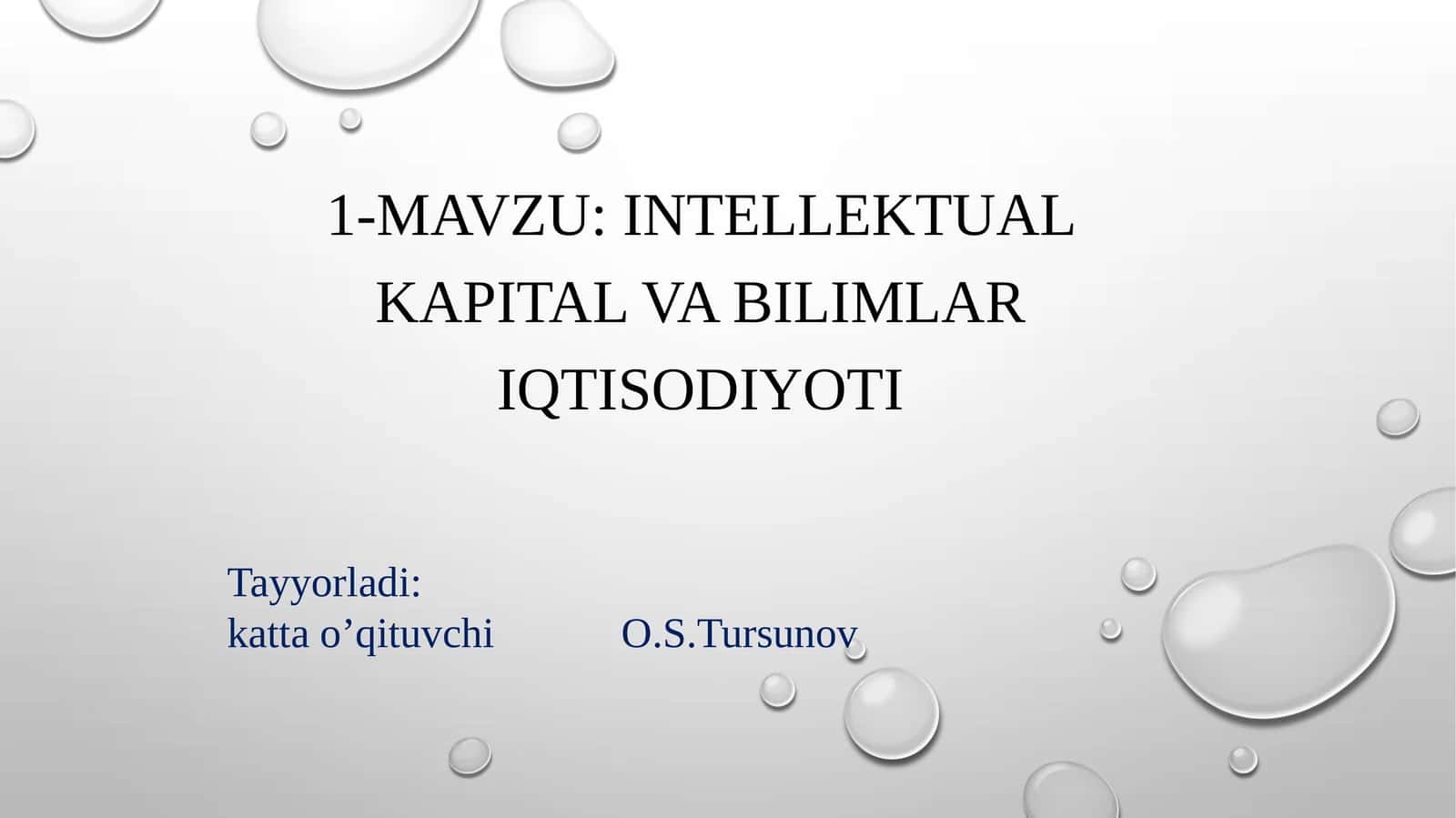 Intellektual kapital va bilimlar iqtisodiyoti