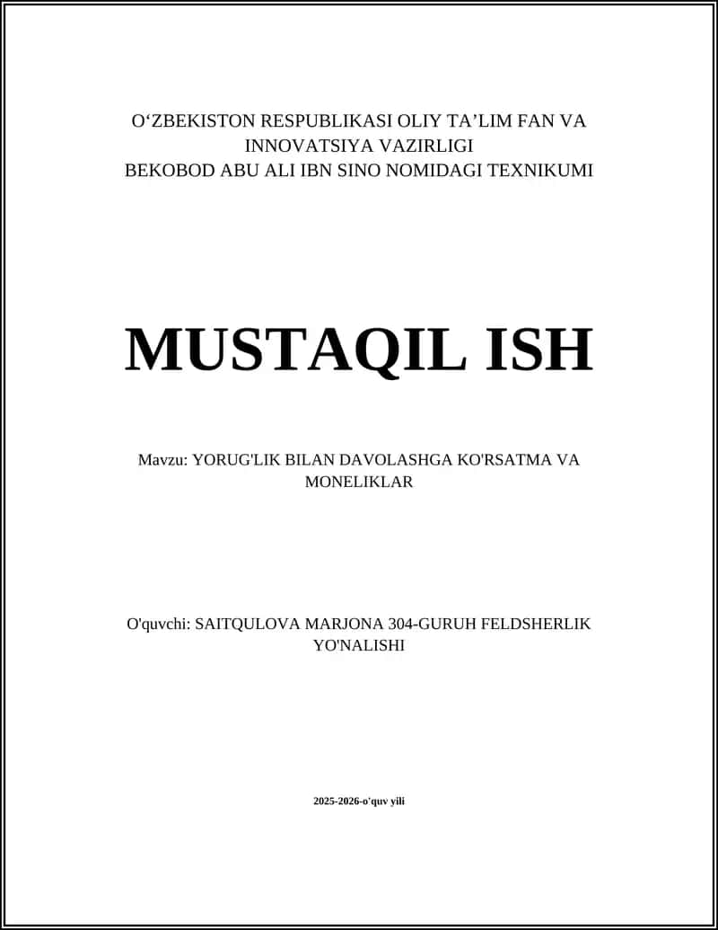 Yorug'lik bilan davolashning umumiy ko'rsatmalari
