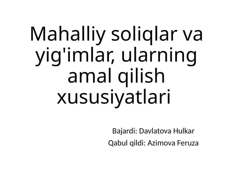 Mahalliy soliq va yigʻimlar