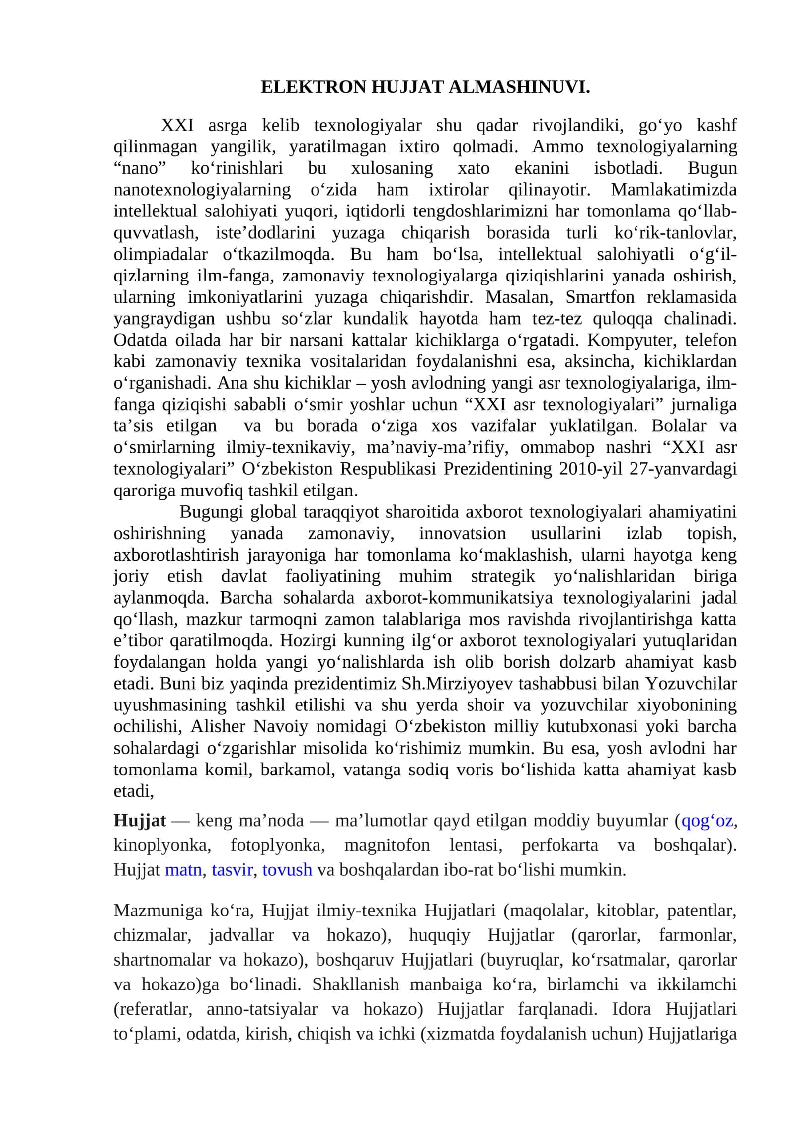 XXI asr texnologiyalari