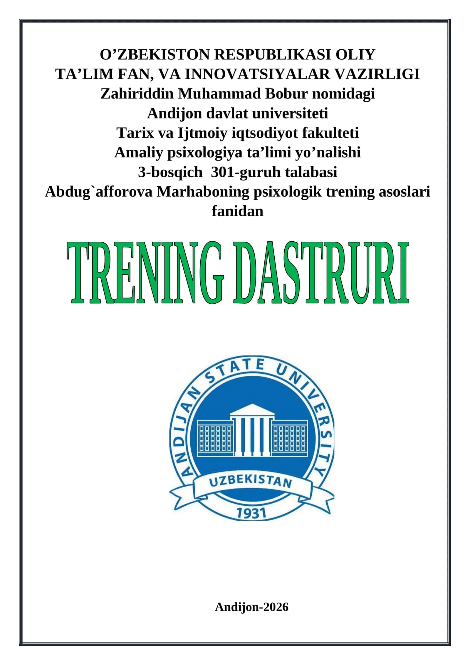 Psixologik trening asoslari