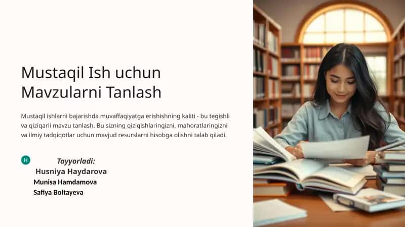 Mustaqil Ish uchun Mavzularni Tanlash