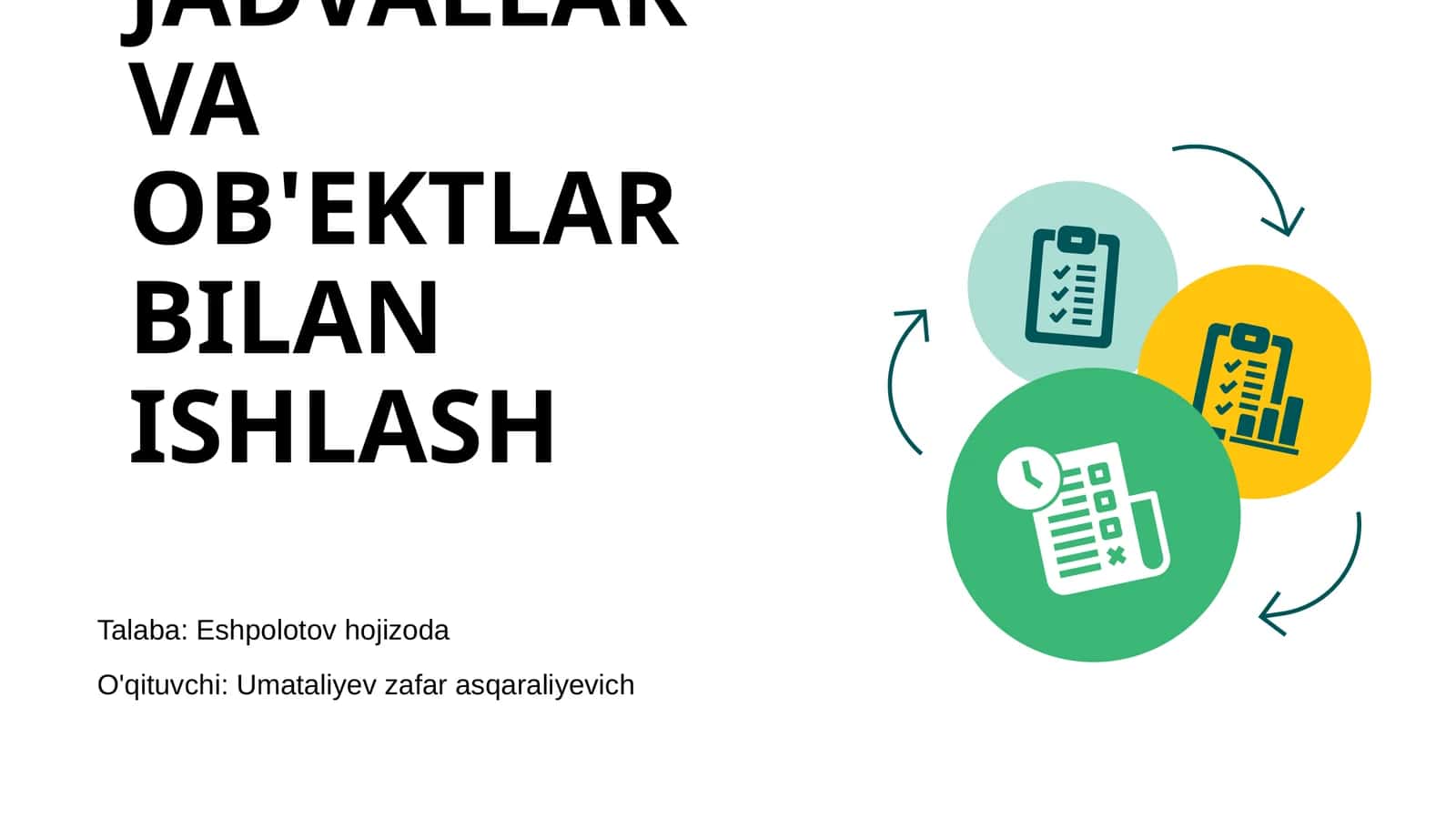WORD DASTURIDA JADVALLAR VA OB'EKTLAR BILAN ISHLASH