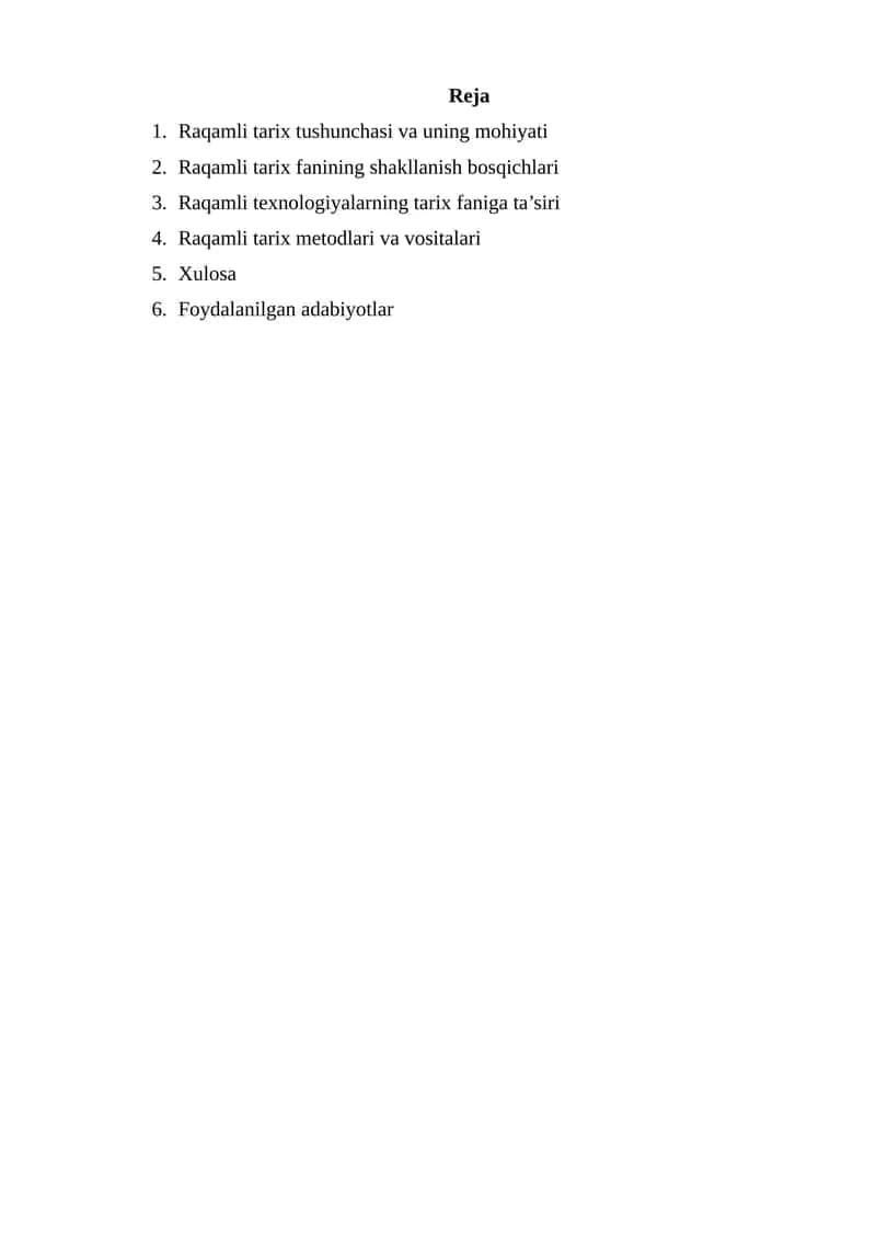 Raqamli tarix fanining shakllanishi va taraqqiyoti