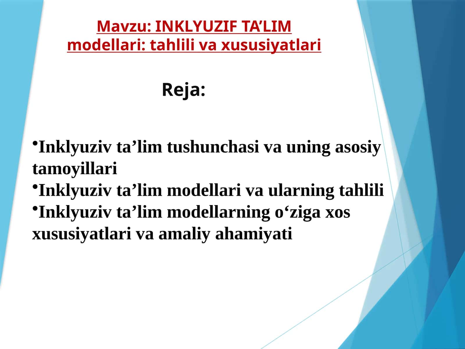 INKLYUZIF TA’LIM modellari: tahlil va xususiyatlari