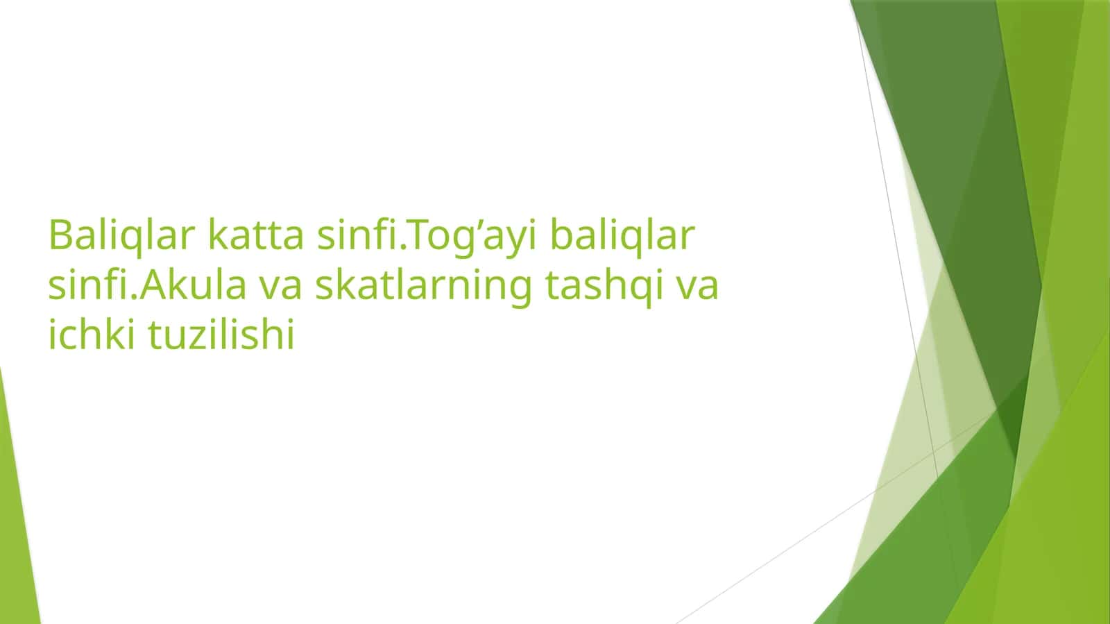 Baliqlar katta sinfi.Tog’ayi baliqlar sinfi.Akula va skatlarning tashqi va ichki tuzilishi