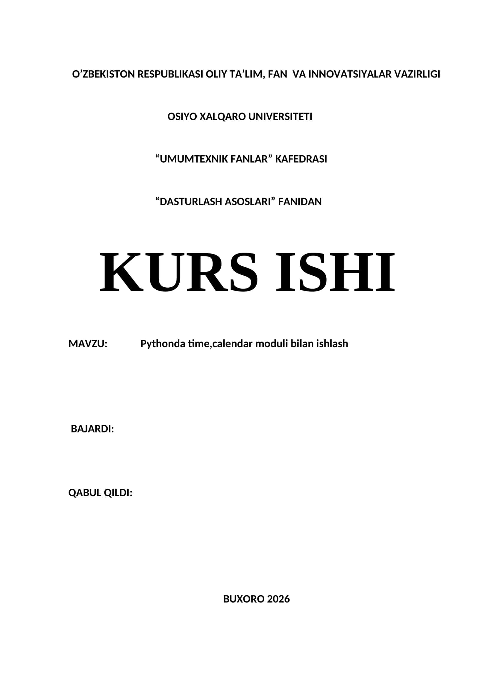 Pythonda time,calendar moduli bilan ishlash