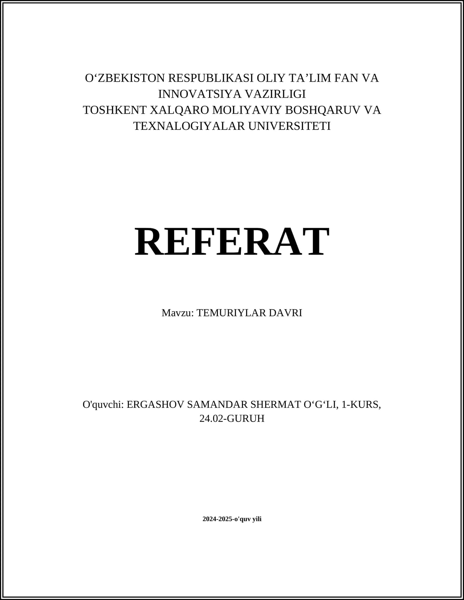 TEMURIYLAR DAVRI