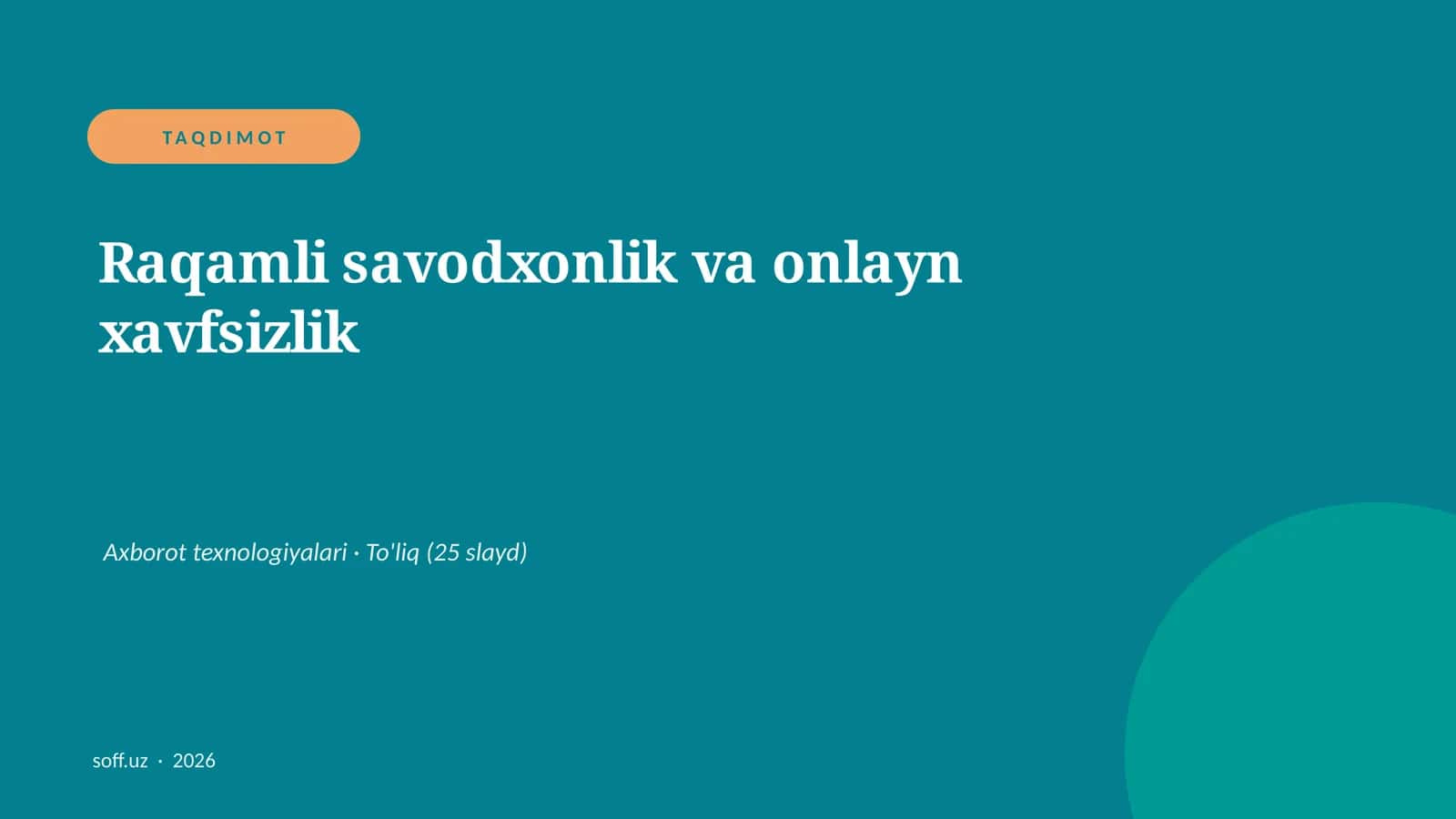 Raqamli savodxonlik va onlayn xavfsizlik