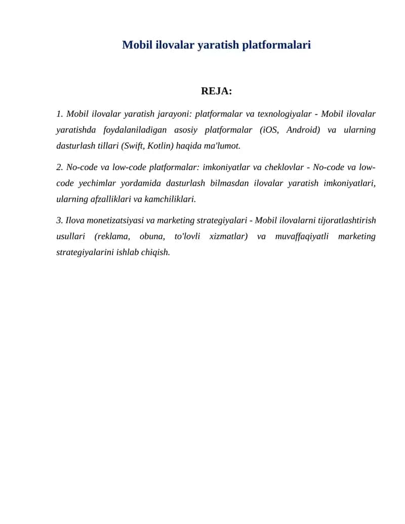 Mobil ilovalar yaratish platformalari