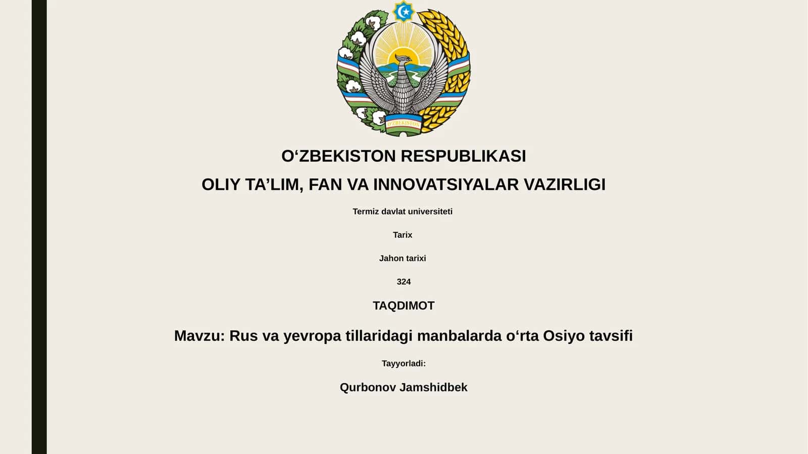 Rus va yevropa tillaridagi manbalarda oʻrta Osiyo tavsifi