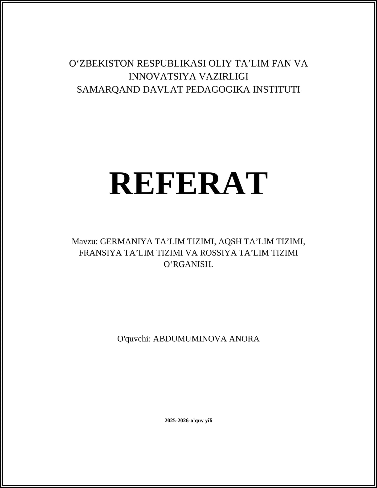 GERMANIYA TA’LIM TIZIMI