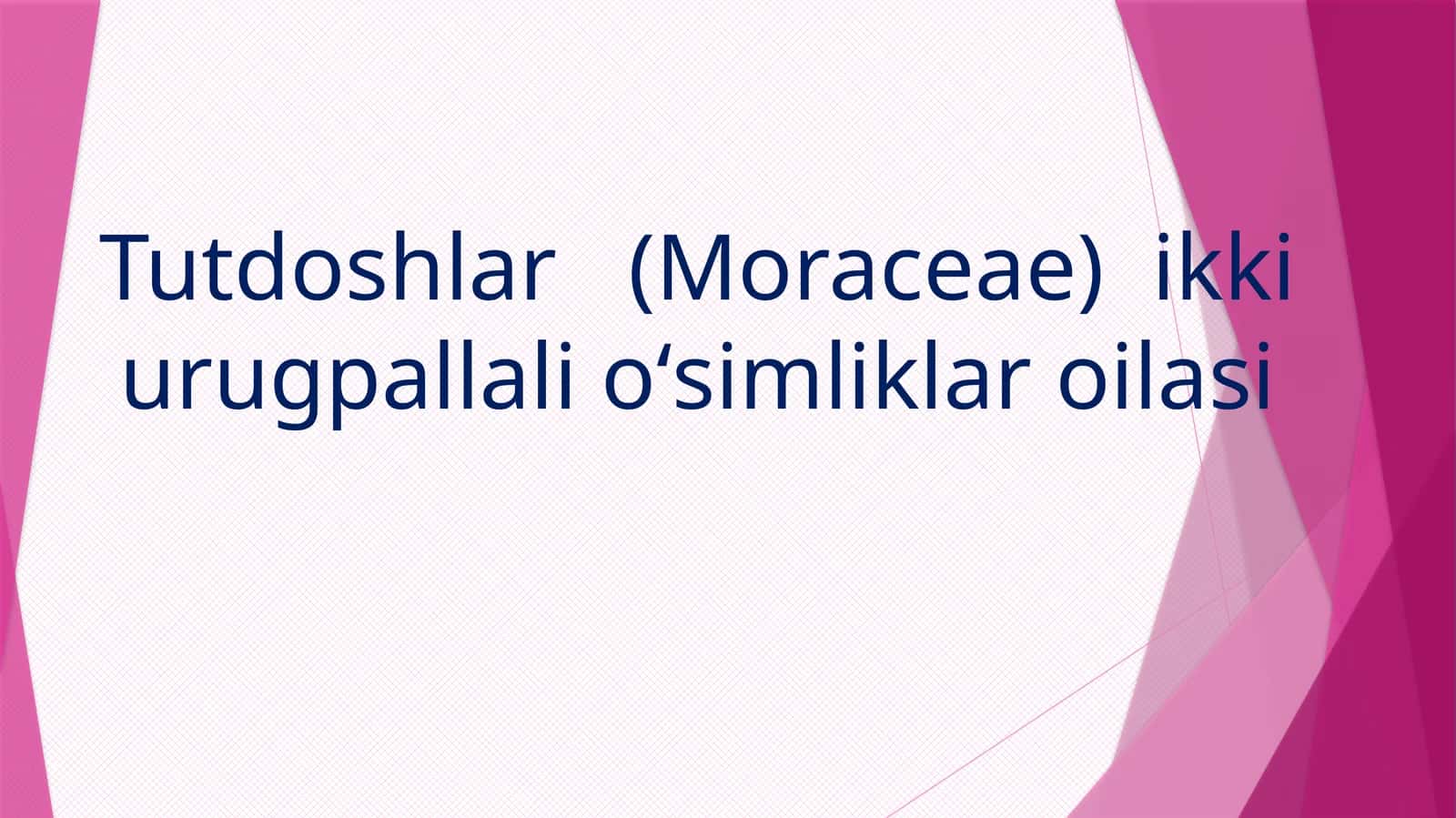 Tutdoshlar(Moraceae)ikkiurugpallalioʻsimliklaroilasi