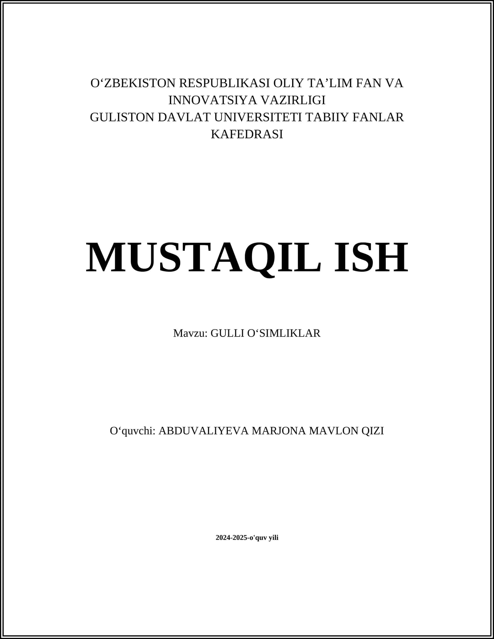 GULLI OʻSIMLIKLAR