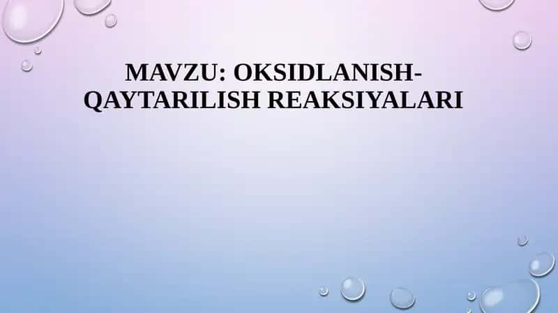 Oksidlanish-qaytarilishreaksiyalari
