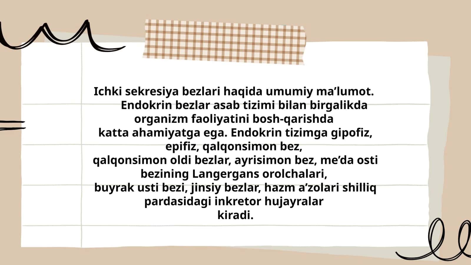 Ichki sekresiya bezlari haqida umumiy ma’lumot