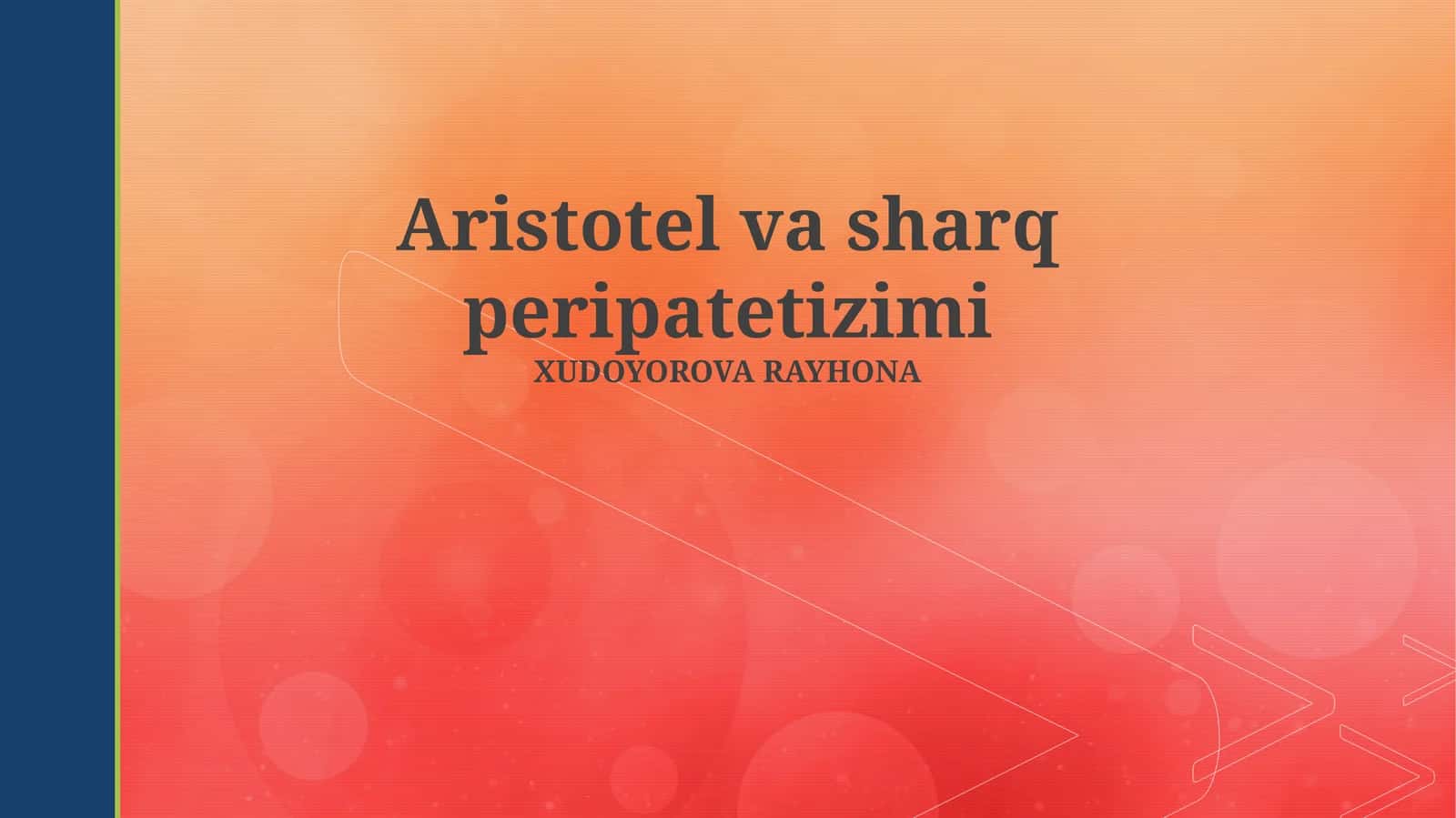 Aristotel va sharq peripatetizimi