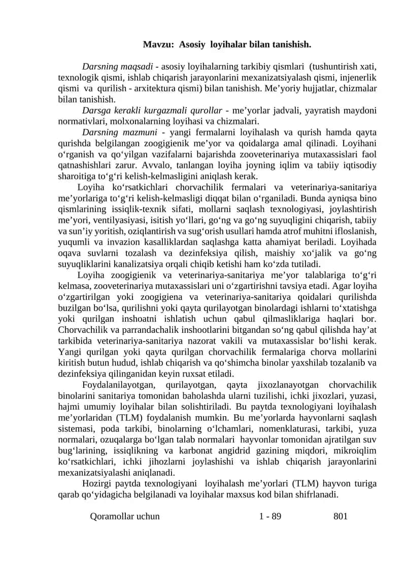 Asosiy loyihalar bilan tanishish