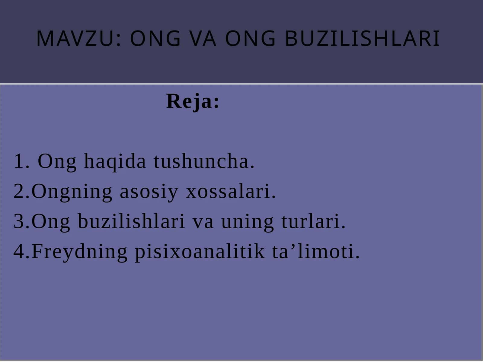 Ong va Ongbuzilishlari