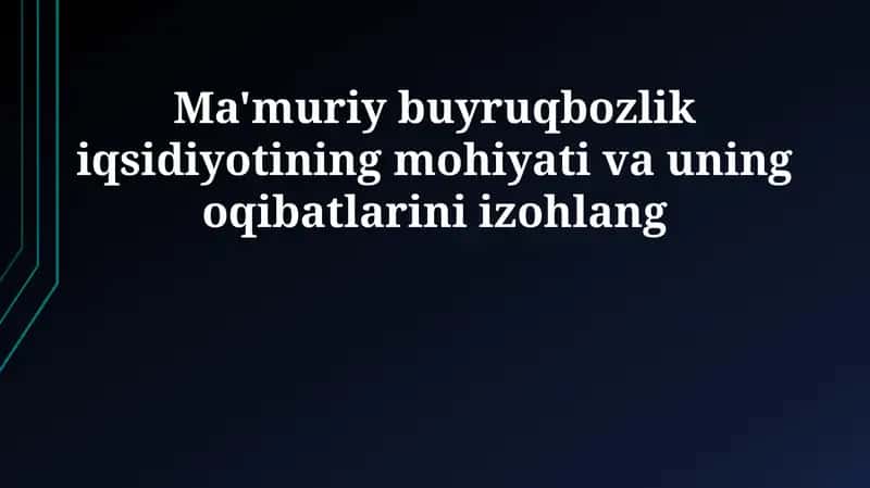Komanda-ma'muriy iqtisodiyotning mohiyati