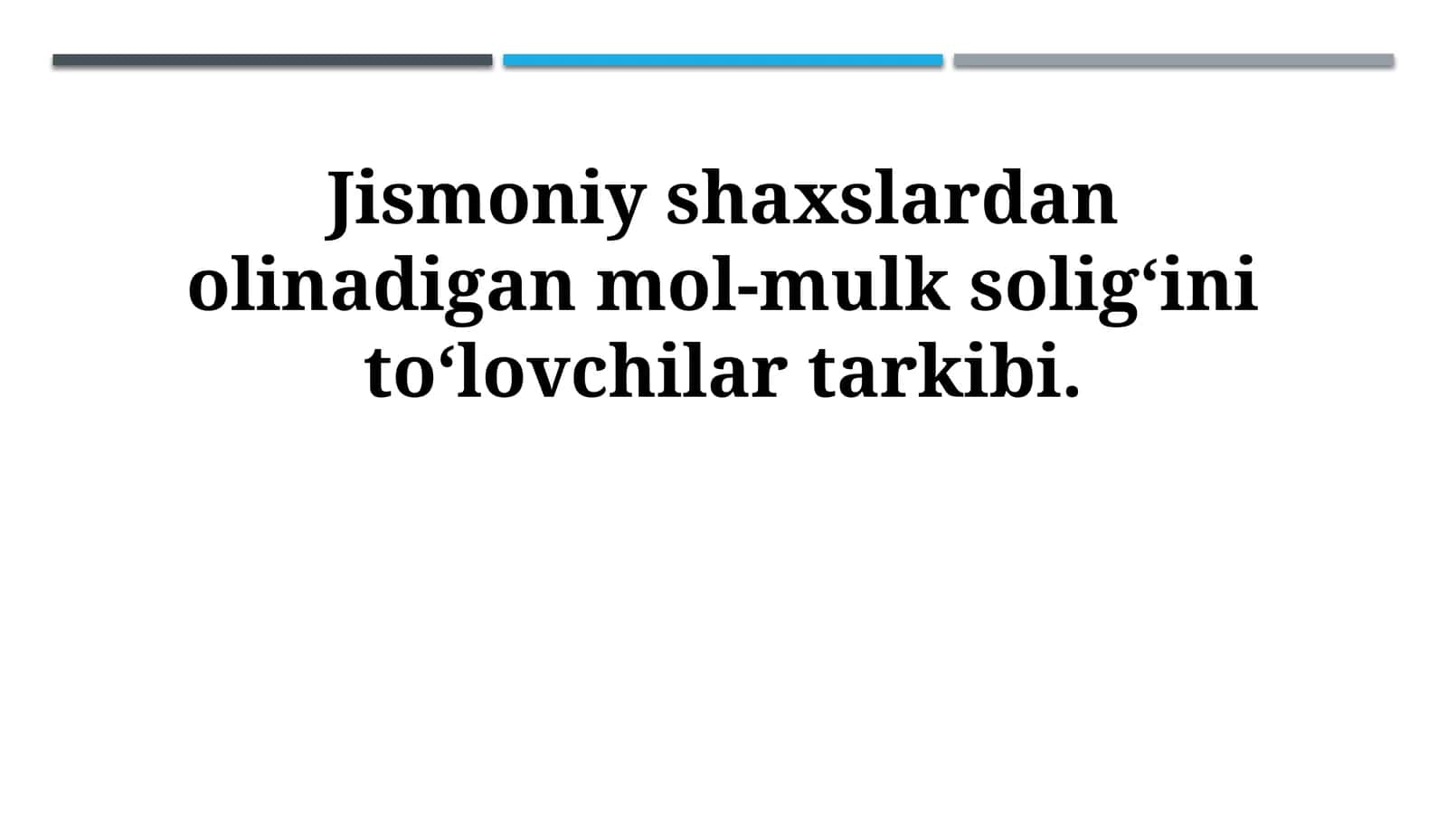 Jismoniy shaxslardan olinadigan mol-mulk soligʻini to‘lovchilar tarkibi