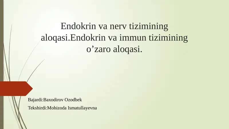 Endokrin va nerv tizimining aloqasi