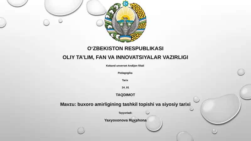 Buxoro amirligining tashkil topishi va siyosiy tarixi