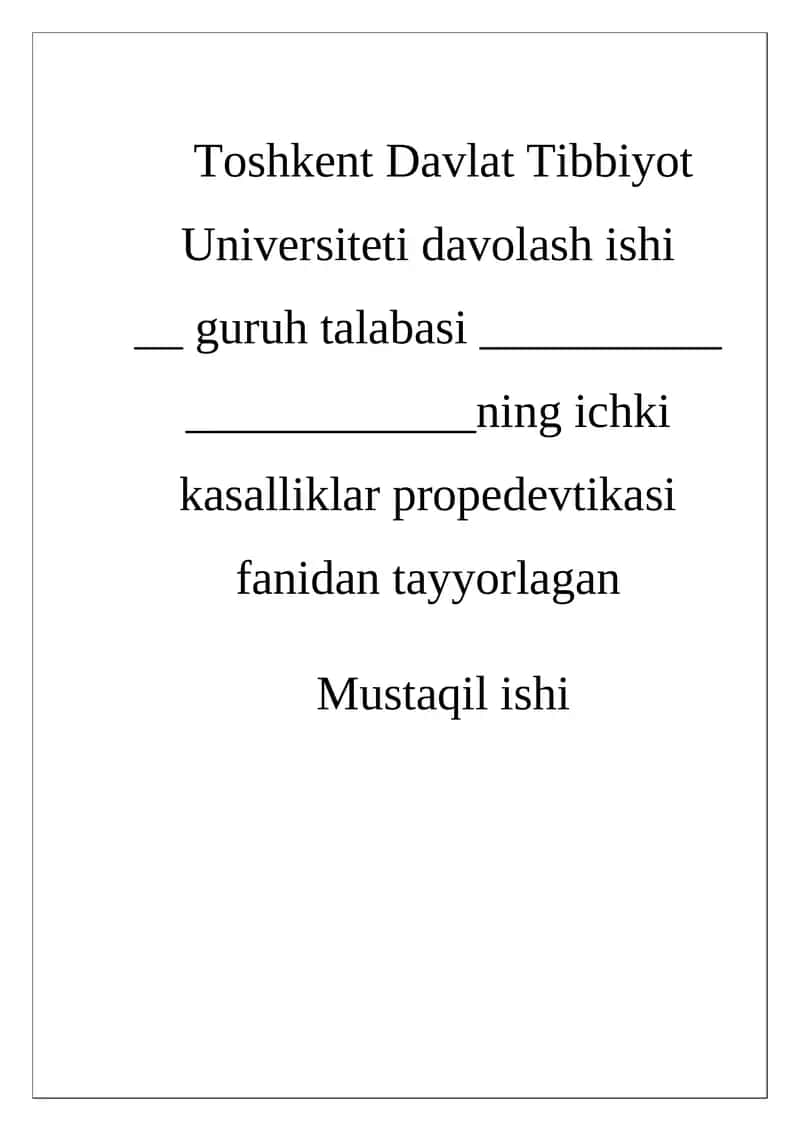 Bemorlarni mustaqil soʻrab surishtirish