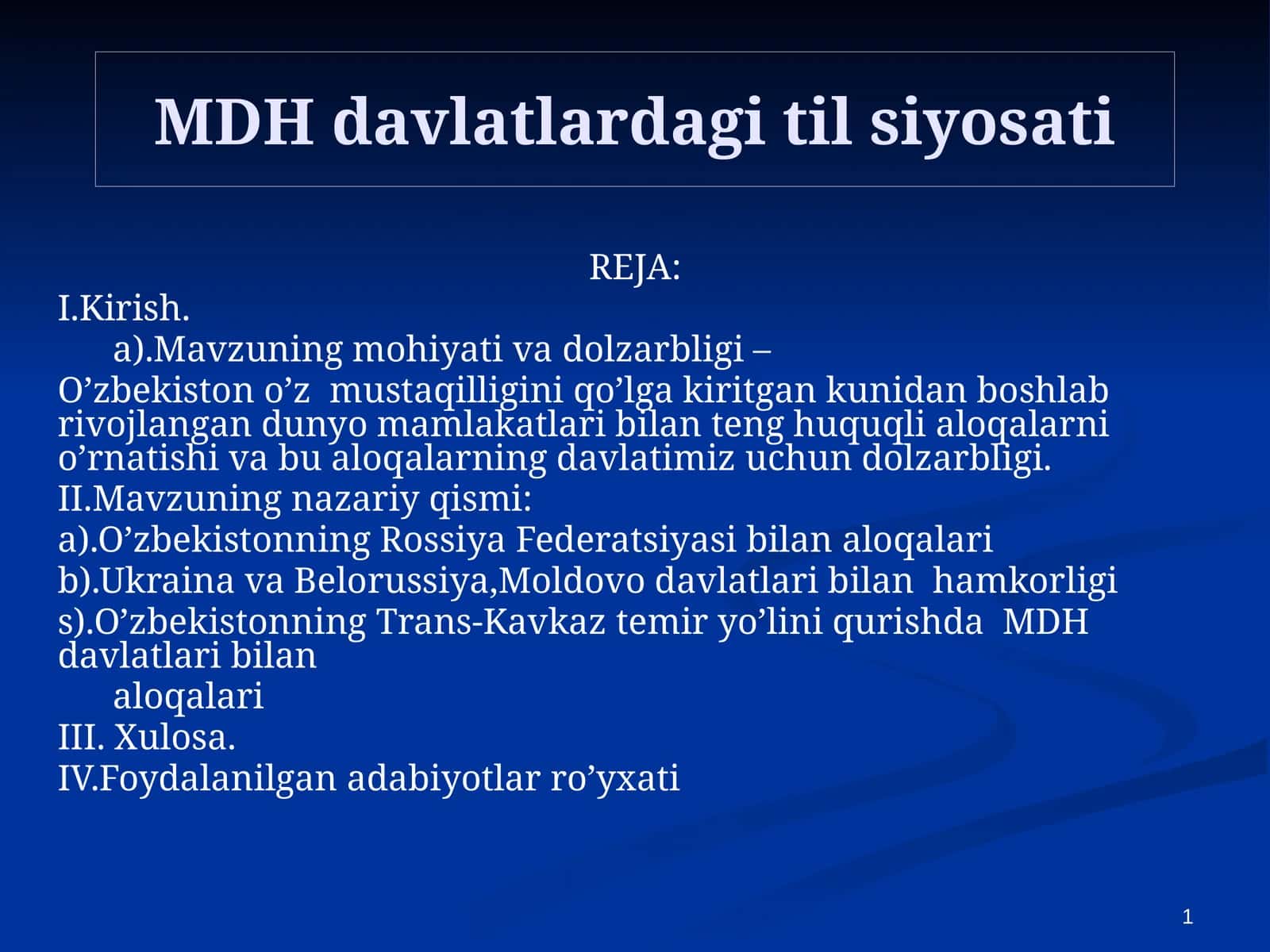 MDH davlatlardagi til siyosati