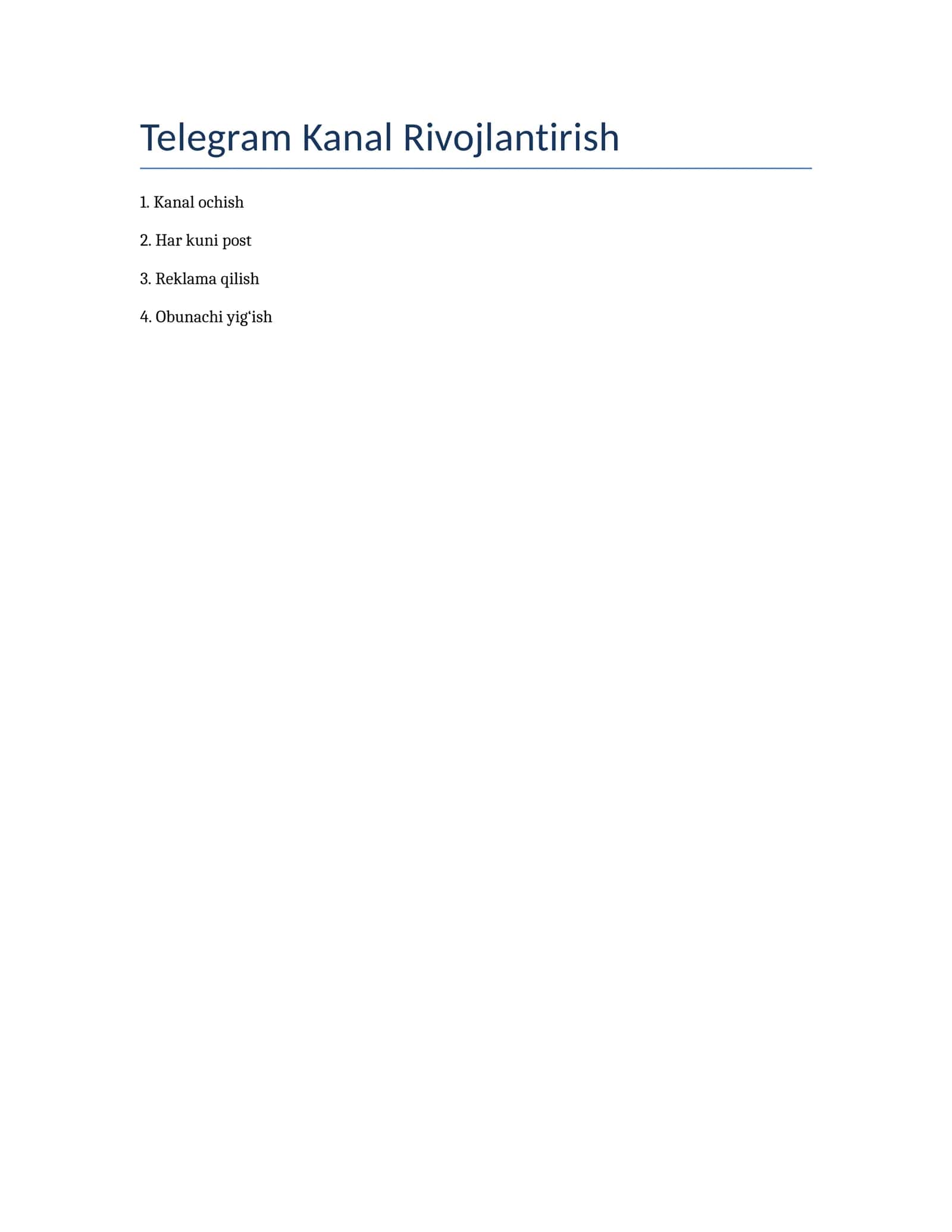 Telegram Kanal Rivojlantirish