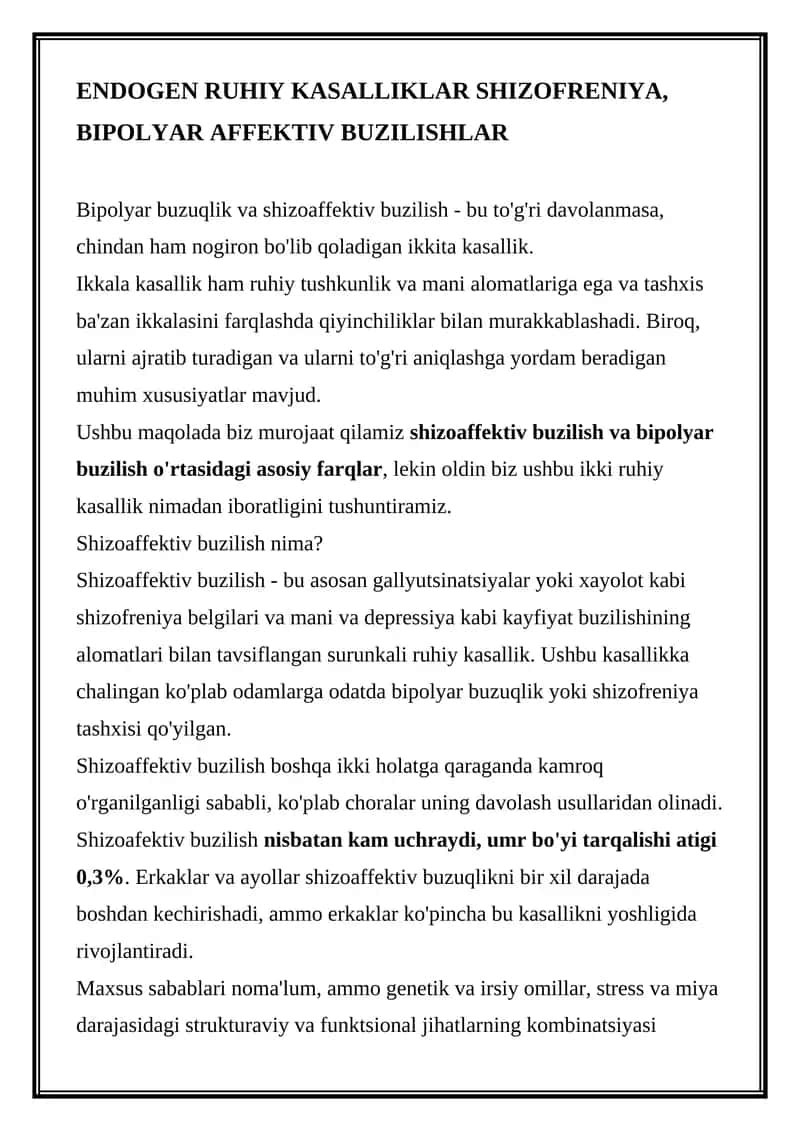 Shizoaffektiv buzilish